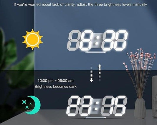 LED ساعة ديجيتال ثلاثية الابعاد بمنبه واضاءة